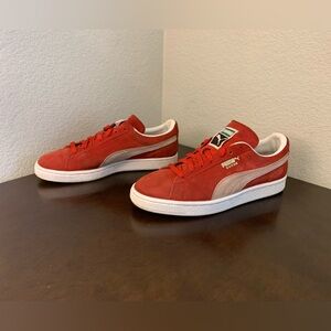 PUMA Red White Suede Classic Sneakers Shoes Men's Size 8.5